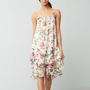 Charles Henry Chiffon Midi Dress PINK FLORAL